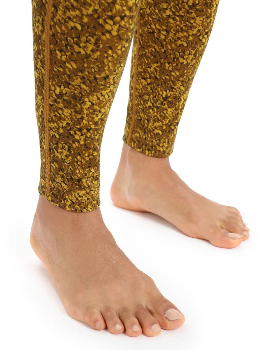 Women's Icebreaker Merino 200 Oasis Leggings Lichen Base Layers Silent Gold / Clove | CA 1106WNBY